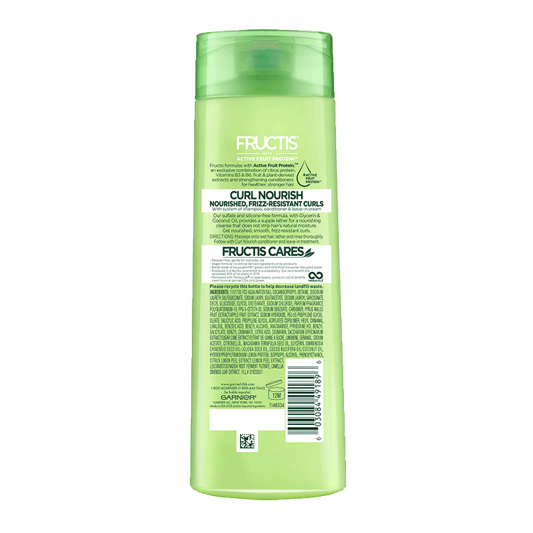 Back view of Curl Nourish Fortifying Shampoo.